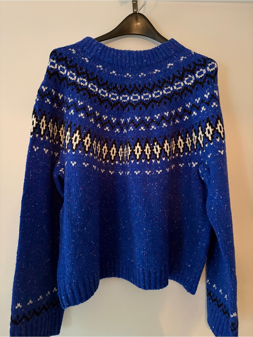 NWT J.Crew Fair Isle Sweater Blue Wool Blend Crewneck XXL
